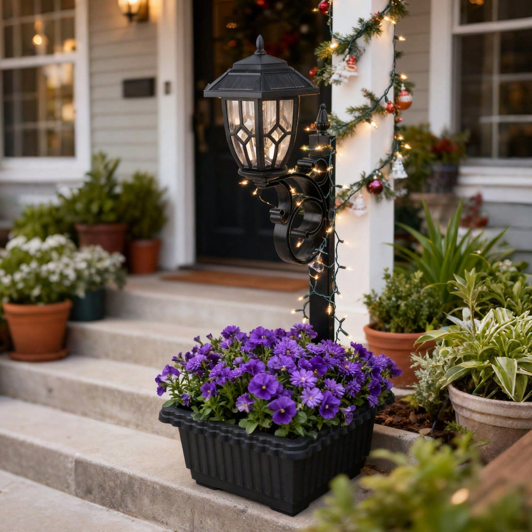 Outdoor Solar Lamp Post Light With Planter