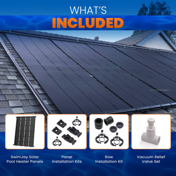 SwimJoy Industrial Grade DIY Solar Pool Heater Kit - Advanced High-Wind Mounting System - Lifetime Ltd. Warranty