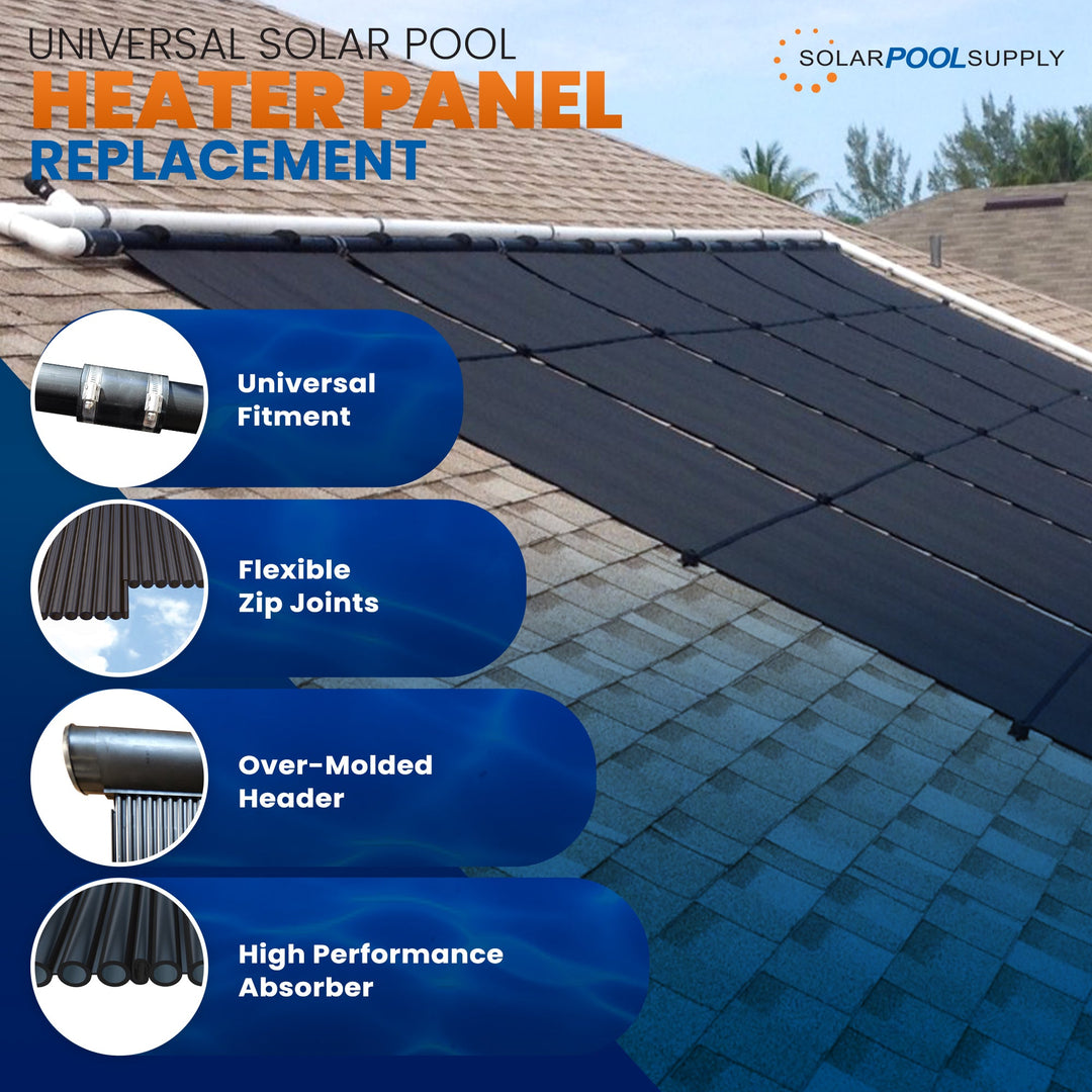 SwimEasy High-Performance Solar Pool Heater Panel Replacement - Highest Performing Design - 15-20 Year Life Expectancy (Includes 4 Heavy-Duty Rubber Couplings)