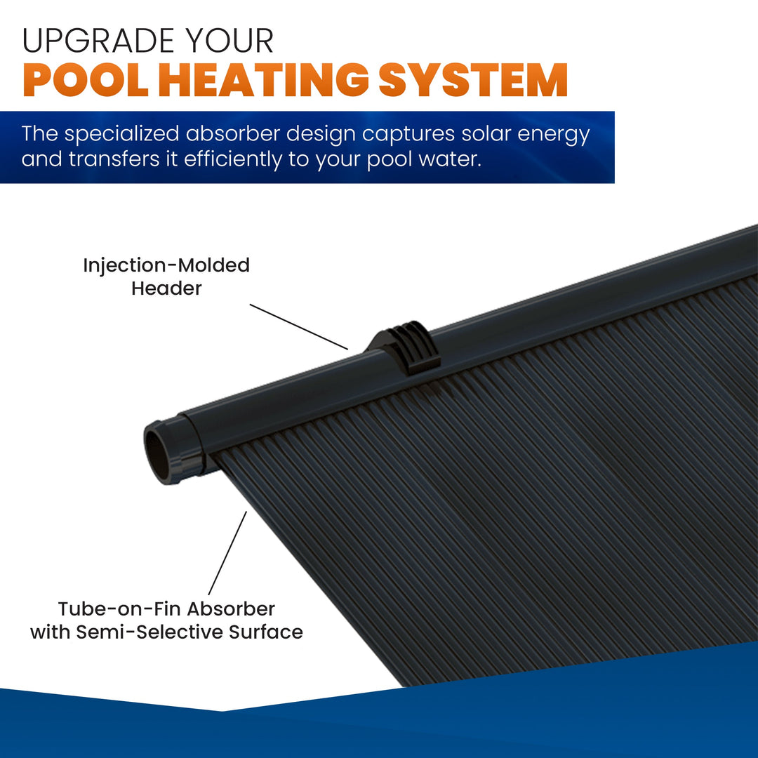 SwimEasy High-Performance Solar Pool Heater Panel Replacement - Highest Performing Design - 15-20 Year Life Expectancy (Includes 4 Heavy-Duty Rubber Couplings)