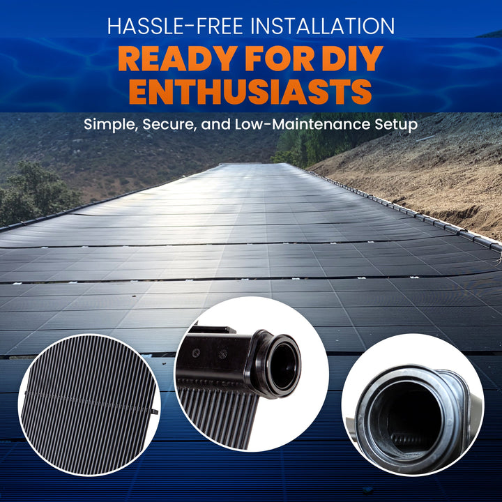 SwimJoy Industrial Grade DIY Solar Pool Heater Kit - Advanced High-Wind Mounting System - Lifetime Ltd. Warranty