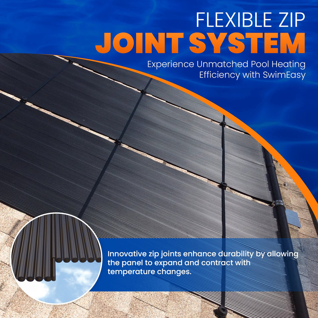 SwimEasy High-Performance Solar Pool Heater Panel Replacement - Highest Performing Design - 15-20 Year Life Expectancy (Includes 4 Heavy-Duty Rubber Couplings)