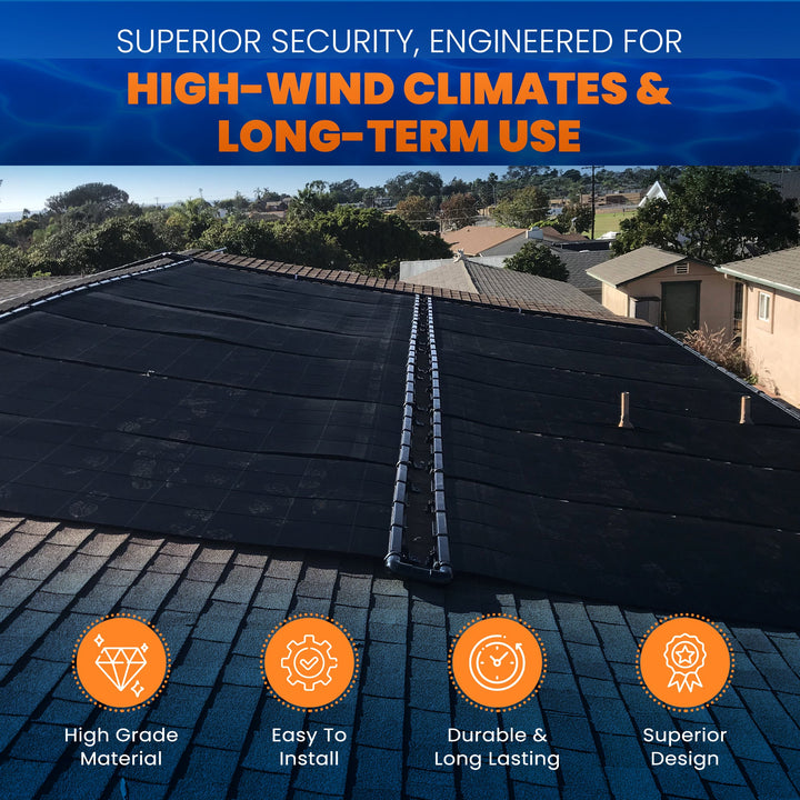 SwimJoy Industrial Grade DIY Solar Pool Heater Kit - Advanced High-Wind Mounting System - Lifetime Ltd. Warranty