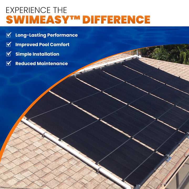 SwimEasy High-Performance Solar Pool Heater Panel Replacement - Highest Performing Design - 15-20 Year Life Expectancy (Includes 4 Heavy-Duty Rubber Couplings)