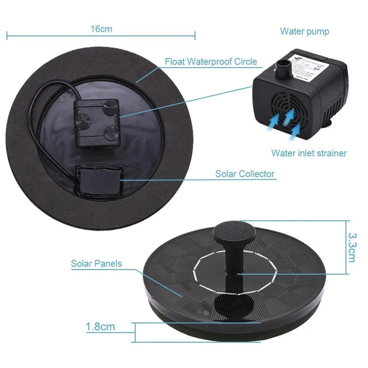 Mini Solar Water Fountain Pool Pond Waterfall Fountain Garden Decoration Outdoor Bird Bath Solar Powered Fountain Floating Water-3
