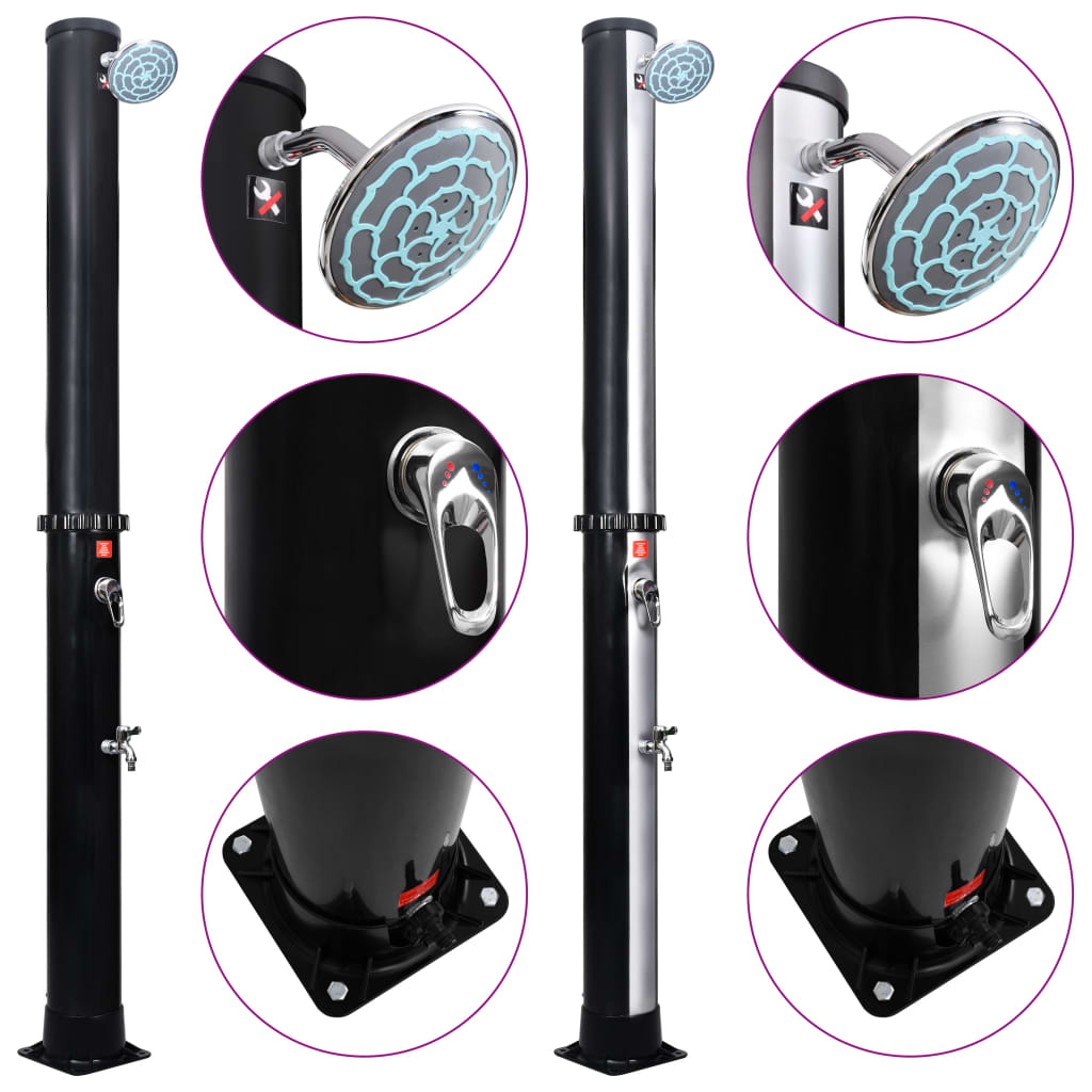 vidaXL Outdoor Solar Shower Swimming Pool Shower with Faucet Shower Stand-1